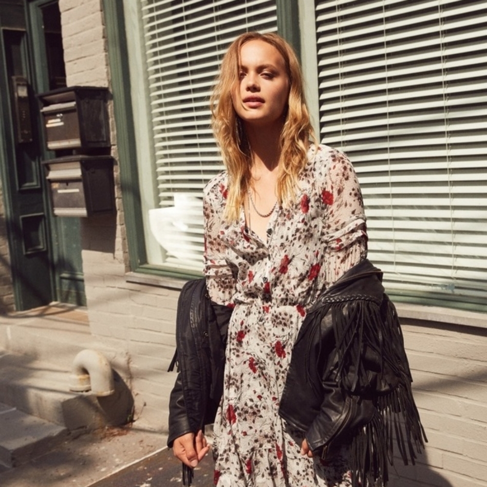The Kooples Silk dress with flying flowers print